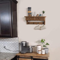 Red Barrel Studio Rustic Wood Wall Mounted Coat Rack With Shelf And Drawers - White