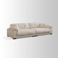Fortuna Femme 109.45" White Cloth Modular Sofa cushion couch