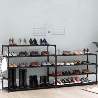 Rebrilliant 9-Tier Tall Shoe Rack for Closet, Shoe Organizer with Hook Rack, Black