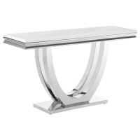 Alma Kerwin U-base Rectangle Sofa Table White and Chrome