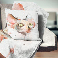 East Urban Home Animal Faced Cat Watercolor Sketch Pillow