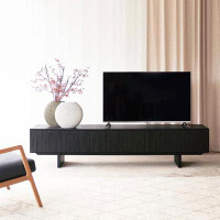 Hokku Designs Black Solid Wood Carving Retro TV Stand.