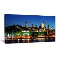 Made in Canada - East Urban Home Panoramic Quebec City at Night - Wrapped Canvas Photograph Print