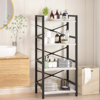 Ebern Designs Etagere Solid Industrial 4 Tier Shelf Bookcase