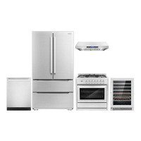 Cosmo 5 Piece Kitchen Package with French Door Refrigerator & 35.5" Dual Fuel Range
