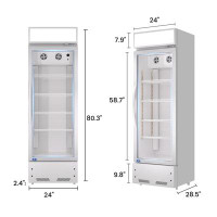 Egles 16.5 Cu.Ft Glass Door Merchandiser Display Refrigerator with Light Box  LED Lighting