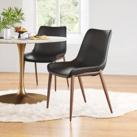 Hokku Designs Deylan Polyurethane Upholstered Manufactured Wood Solid back Side chair in Black