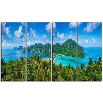 Made in Canada - Design Art 'Tropical Island Panorama' 4 Piece Wrapped Canvas Photograph Set on Canvas in Painting & Paint Supplies