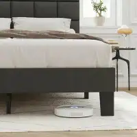 Latitude Run® Queen Bed, Latitude Run® Queen Size Upholstered Bed Frame With Adjustable Headboard, No Box Spring Needed,