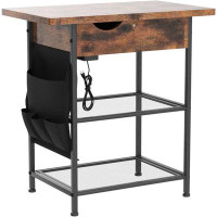 17 Stories 17 Stories End Table With Charging Station, Narrow Flip Top Side Table With Usb Ports And Outlets, Bedside Ta