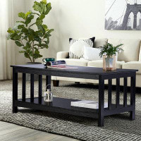 Latitude Run® Mission Style Coffee Table In White, Durable Hardwood Construction, Spacious Shelf For Storage And Display