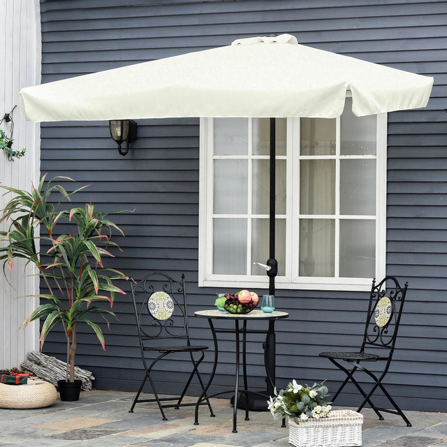 Half Patio Umbrella 90.6" L x 51.2" W x 98" H Cream White in Patio & Garden Furniture