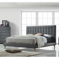 Corrigan Studio King bed in light grey fabric