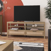 Bay Isle Home™ Wimberly TV Stand for TVs up to 65", Natural with Faux Rattan