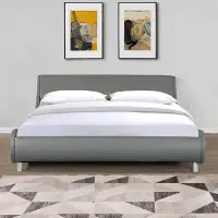 Orren Ellis Base de lit tapissier grand format en similicuir