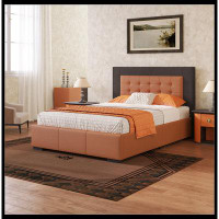 Ebern Designs Modern Style Upholstered Platform Bed Frame with Four Drawers