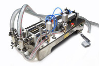 110V Horizontal Full Pneumatic Two Nozzle Paste Liquid Filling Machine 100-1000ml with Hopper 160402