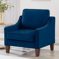 Latitude Run® Modern Armchair, Upholstered Velvet Accent Chai, Single Seat Sofa Chair w/ Wooden Legs, Taupe