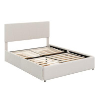 Latitude Run® Queen Size Upholstery Platform Bed With Four Drawers On Two Sides And Adjustable Headboard