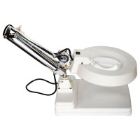 Used 110V 15X Magnifier LED Lamp Light Magnifying White Glass Lens Desk Table Repair Tool