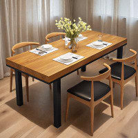 Hokku Designs 78.74" Burlywood Solid Wood Rectangular Dining Table