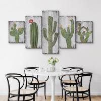 IDEA4WALL Green Cactus Flower Southwestern Desert Plant Pictures Extra Large Canvas 5 Pieces Print Wall Art