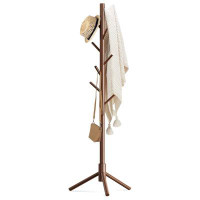 Latitude Run® Wooden Coat Rack Stand With 8 Hooks  Pine Adjustable Coat Standing Tree Easy Assembly For Coats, Hats, Sca