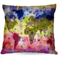 East Urban Home Couch Whimsical World Map III Square Pillow Cover & Insert