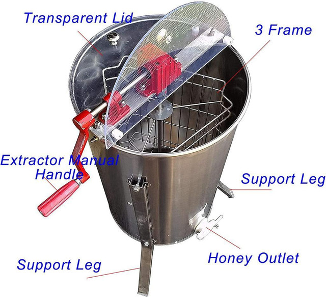 .Manual Honey Extractor Separator Honeycomb Spinner Crank for Beekeeping Extraction Apiary Centrifuge (3 Frame)170476 in Other Business & Industrial in Toronto (GTA) - Image 3