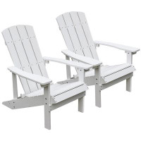 Rosecliff Heights White Outdoor Loungers Set: 2 Adirondack Chairs For Deck, Pool, Garden
