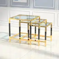 Everly Quinn Everly Quinn-modern End Table Stainless Steel And Acrylic Frame With Clear Glass