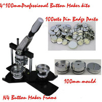 PRO ALL METAL DIY 4 Button maker kit!! Badge Maker+100 Pin back Button 015341