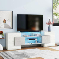 Ivy Bronx TV Stand With 2 Illuminated Glass Shelves And  LED Colour Changing Lights For Tvs Up To 80"