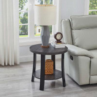 Ebern Designs Contemporary Round Wood Shelf End Table in White Finish