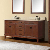 Lark Manor Charley 73 In. Double Vanity In Tobacco Finish With Crema Marfil Marble Top