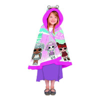 LOL Surprise Kids Snuggle Wrap Wearable Blanket with Hoodie for Camping - Girls Body Wear Snuggie 31 Inch x 55 Inch