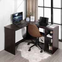 Ebern Designs L-Shaped Corner Computer Desk: A Functional Home Office Workstation With Storage Shelves And Hutches