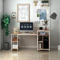Latitude Run® HOMCOM 68 Inch Office Table Computer Desk Workstation Bookshelf With CPU Stand