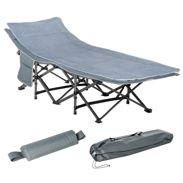 Folding Camping Bed Cot 74" x 25.5" x 20.75" Dark Grey in Fishing, Camping & Outdoors - Image 2