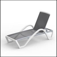 Ebern Designs Patio Chaise Lounge Adjustable Aluminum Pool Lounge Chairs with Arm All Weather Pool Chairs