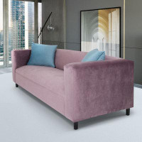Everly Quinn Broadway Modern 3-Seater Velvet Sofa Couch for Living Room, Bedroom with Solid Wood Frame