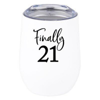 Koyal Wholesale 21St Birthday Wine Tumbler With Lid 12Oz Stemless Stainless Steel Insulated Finally 21 Travel Wine Tumbl
