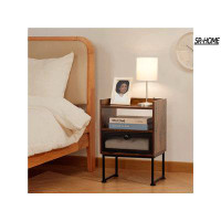 SR-HOME End Table Nightstand,2 Tier Bedside Table, Modern Industrial Sofa End Table Table For Living Room