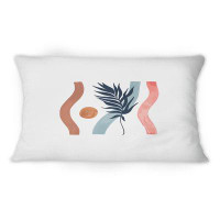 East Urban Home Tropical Leaf And Wavy Stripes - Tropical Printed Throw Pillow 12" x 20"
