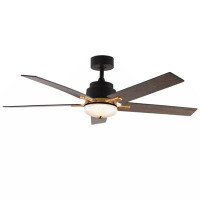 Ebern Designs 52" Moia 5 - Blade LED Leaf Blade Ceiling Fan with Remote Control and Light Kit Included