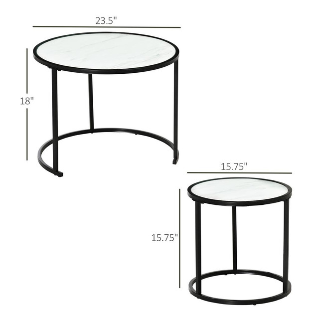 Coffee Table Set 23.5"x23.5"x18" White in Coffee Tables - Image 3