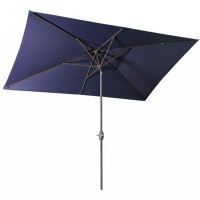 Arlmont & Co. Rectangular Patio Umbrella 6.5 Ft. X 10 Ft. With Tilt, Crank And 6 Sturdy Ribs For Deck, Lawn, Pool In ORA