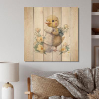 Trinx Harvetta Chick With Roll Of Toilet Paper And Flowers II - Unframed Print on Wood