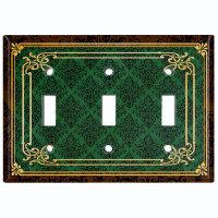 WorldAcc Victorian Vintage Elegant 3-Gang Toggle Light Switch Wall Plate