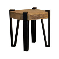 17 Stories Wooden Square Top End Table Natural And Matte Black